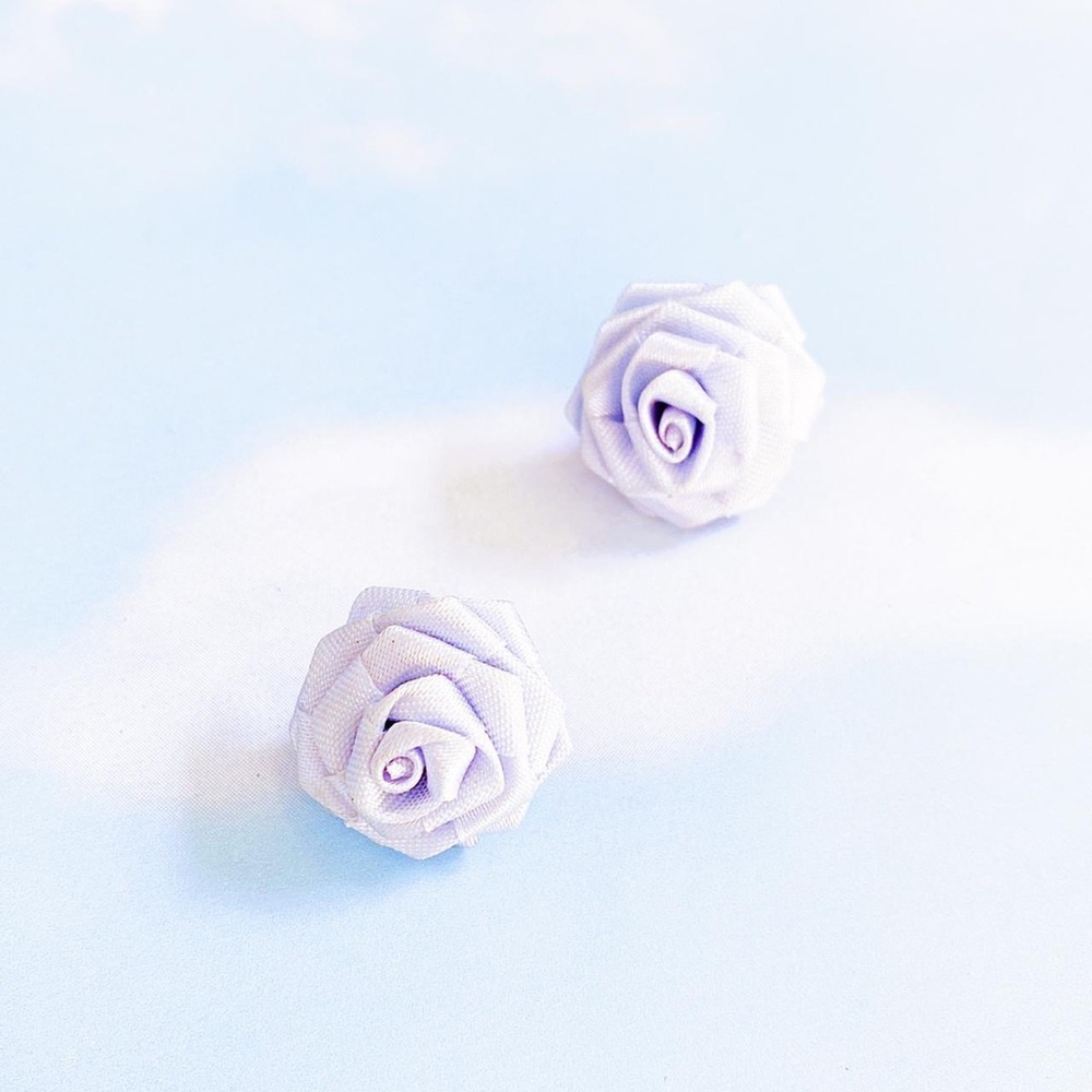 Vintage Pastel Baby Blue Cute Rose Stud Earrings